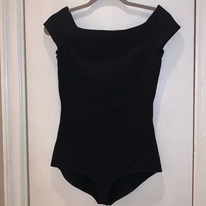 Helmet Lang Black Off Shoulder Bodysuit. Size M